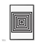 Œuvre d'art géométrique en noir et blanc pour salon