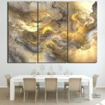 Tableau Nuages gris et jaunes, décor mural moderne
