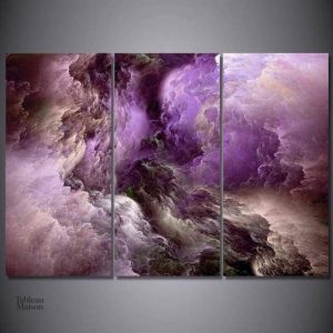Art mural représentant des nuages mauves, idéal pour la décoration