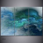 Art mural représentant des nuages dans des teintes turquoise élégantes