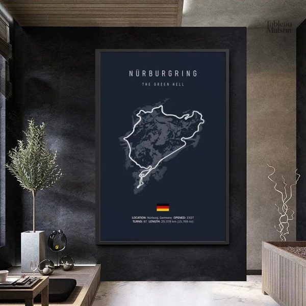 Illustration artistique du circuit Nürburgring sur toile décorative