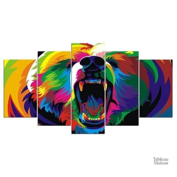 Tableau représentant un ours, design moderne et vibrant