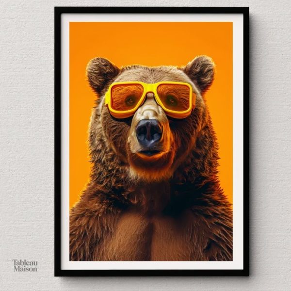 Tableau mural d'un ours en art contemporain décalé