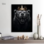 Ours majestueux en couronne, art mural contemporain