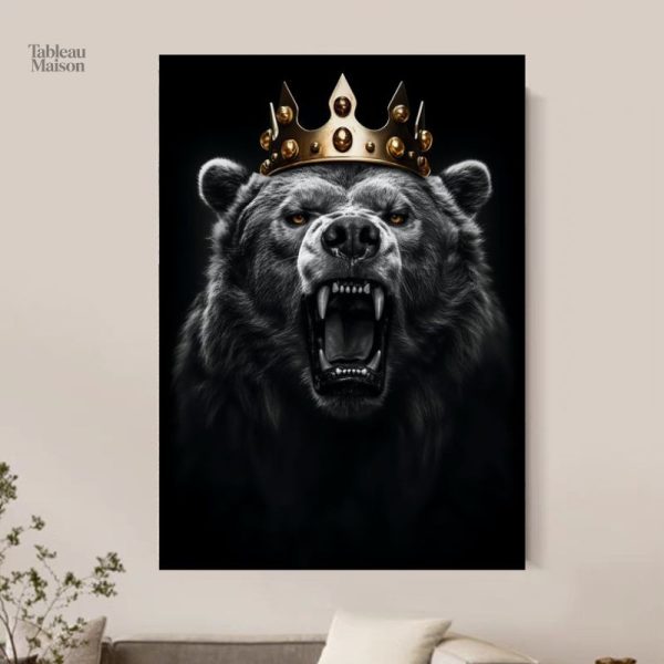 Tableau moderne d'ours avec couronne élégante