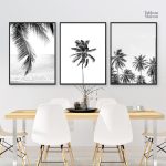 Tableau palmier noir et blanc minimaliste