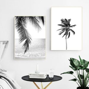 Art mural palmier en noir et blanc élégant