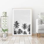 Affiche palmier monochrome pour intérieur moderne