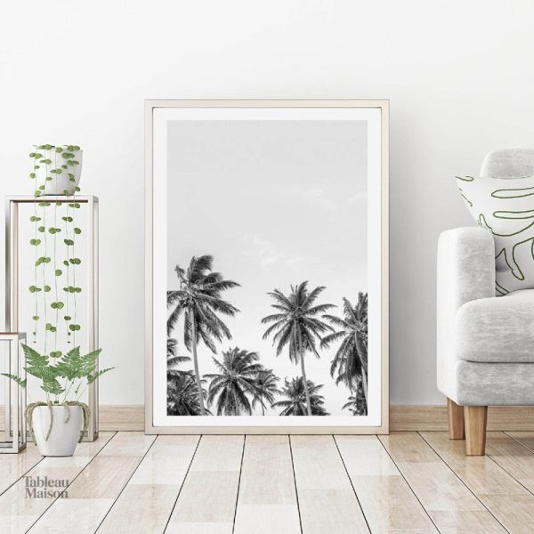 Affiche palmier monochrome pour intérieur moderne