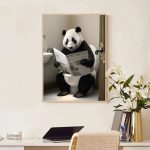 Tableau Panda Toilettes décoratif amusant