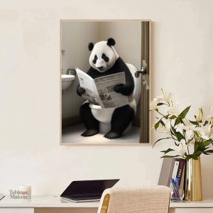 Tableau Panda Toilettes décoratif amusant