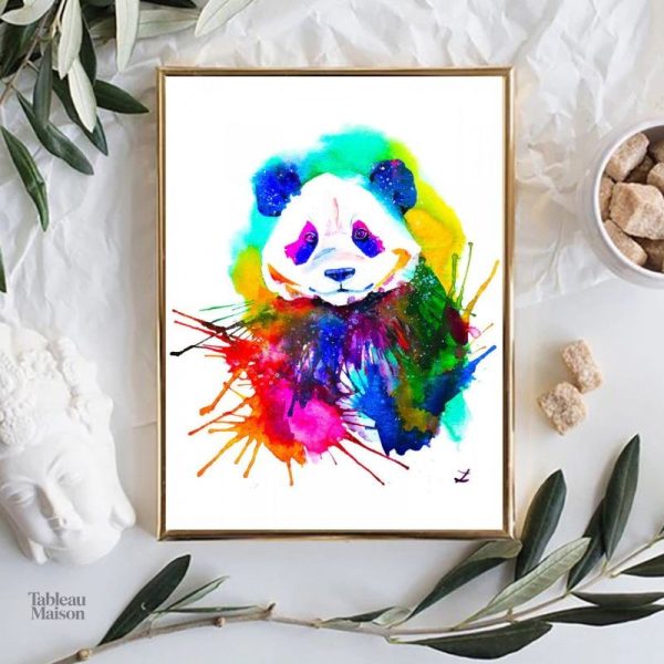 Tableau Panda Multicolore décoratif pour mur