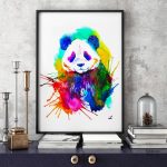 Tableau artistique avec panda coloré et vibrant