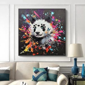 Art mural panda dans un style pop art vibrant