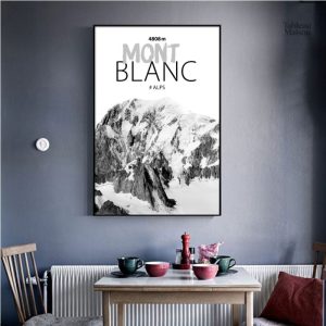 Vue aérienne du Mont Blanc sur tableau décoratif