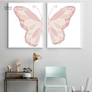 Tableau Papillon Rose décoratif pour les passionnés d'animaux