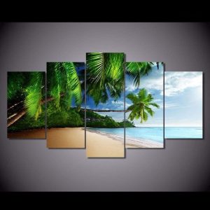 Œuvre d'art représentant un paysage paradisiaque