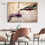 Tableau parodique de la création d'Adam avec verre de vin