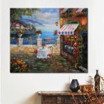 Peinture paysage italien avec collines et villages pittoresques