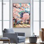 Tableau animé de paysage japonais coloré