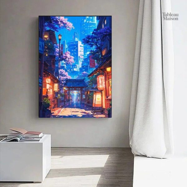 Art japonais représentant un paysage vivant