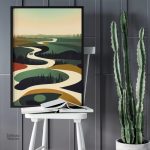 Tableau minimaliste représentant un paysage serein