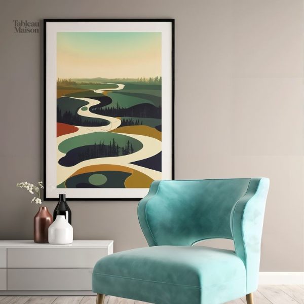 Art mural minimaliste avec des teintes douces et simples