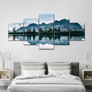 Tableau paysage montagne avec des couleurs apaisantes