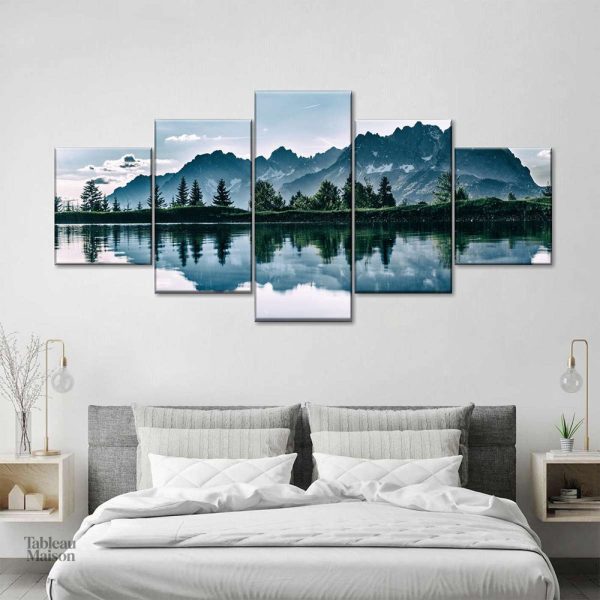 tableau-paysage-montagne-1 Tableau paysage montagne avec des couleurs apaisantes