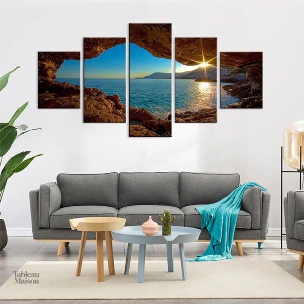Tableau paysage vue mer et grotte