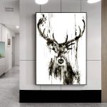 Tableau peinture cerf décoratif pour intérieur