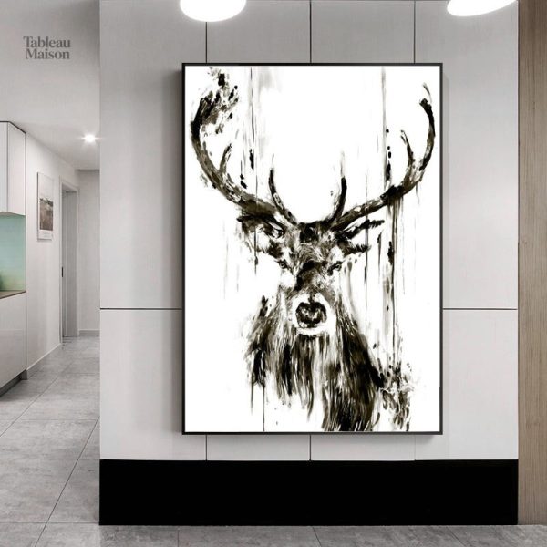 Tableau peinture cerf décoratif pour intérieur