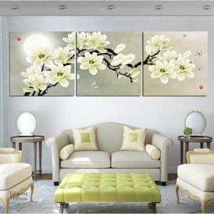 Tableau triptyque de peinture Magnolia