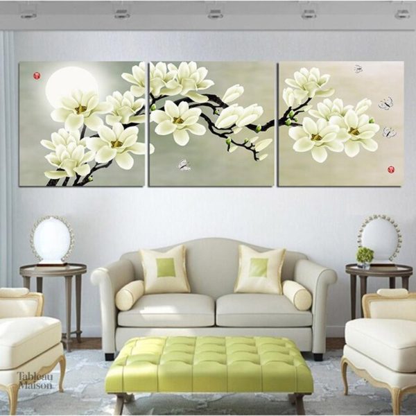 Tableau triptyque de peinture Magnolia