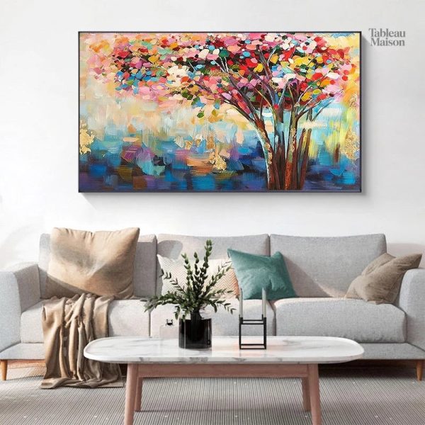 Peinture représentant un paysage naturel vibrant et apaisant