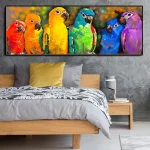Art mural représentant un perroquet coloré