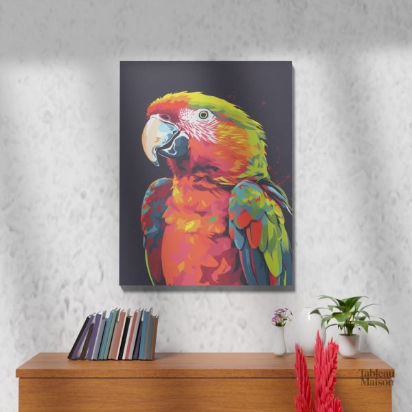 Tableau pop art avec un perroquet coloré