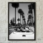 Tableau noir et blanc de palmiers à Los Angeles