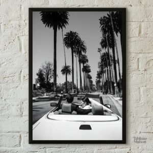 Tableau noir et blanc de palmiers à Los Angeles