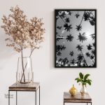 Art mural minimaliste palmiers en noir et blanc