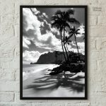 Photographie artistique noir et blanc de plage exotique