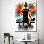 Tableau Street Art féminin sur le thème du ping pong