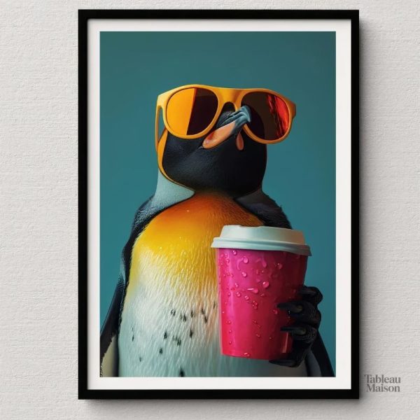 Tableau décoratif représentant un pingouin en pop art