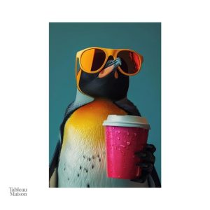 Illustration de pingouin dans un style pop art vibrant
