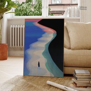 Tableau abstrait plage aux couleurs vives