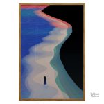 Art abstrait évoquant des paysages côtiers sereins