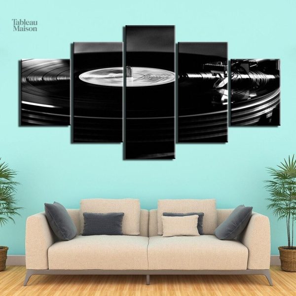 Art mural stylisé représentant un vinyle platine