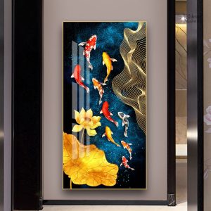 Tableau poisson coloré vibrant pour décoration intérieure