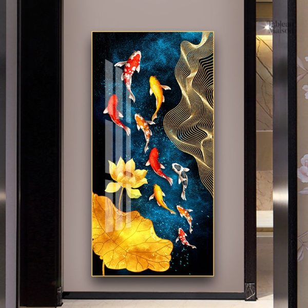 Tableau poisson coloré vibrant pour décoration intérieure
