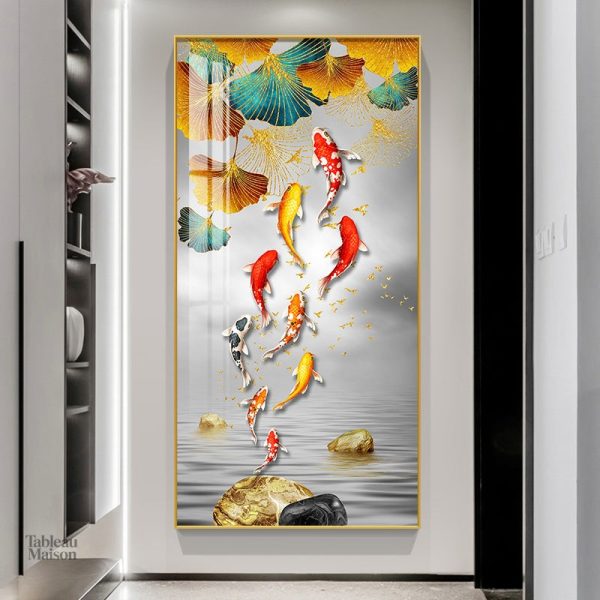 Art mural coloré représentant un poisson aux teintes éclatantes